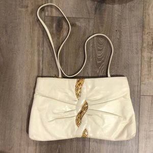 Vintage ASPECTS - SHOES N’ THINGS Leather & Snake Shoulder Bag / Large Clutch